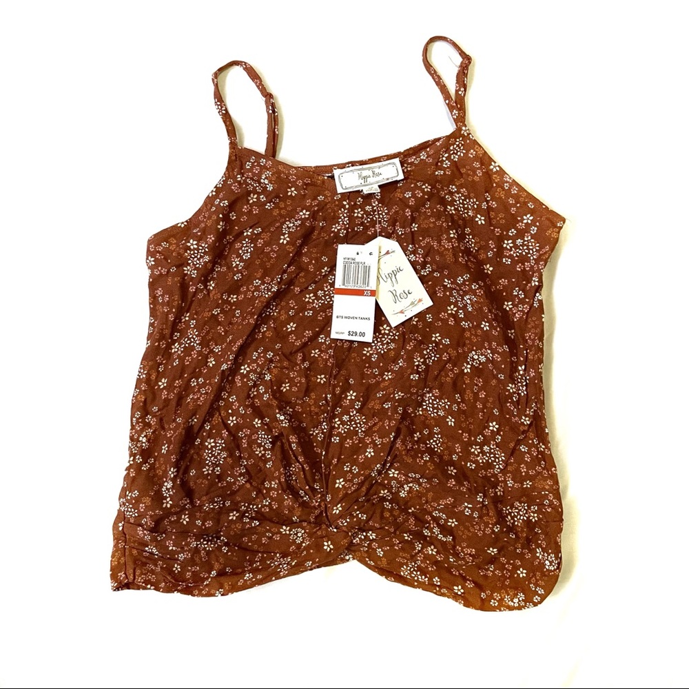 floral orange hippie rose tank top size xs
